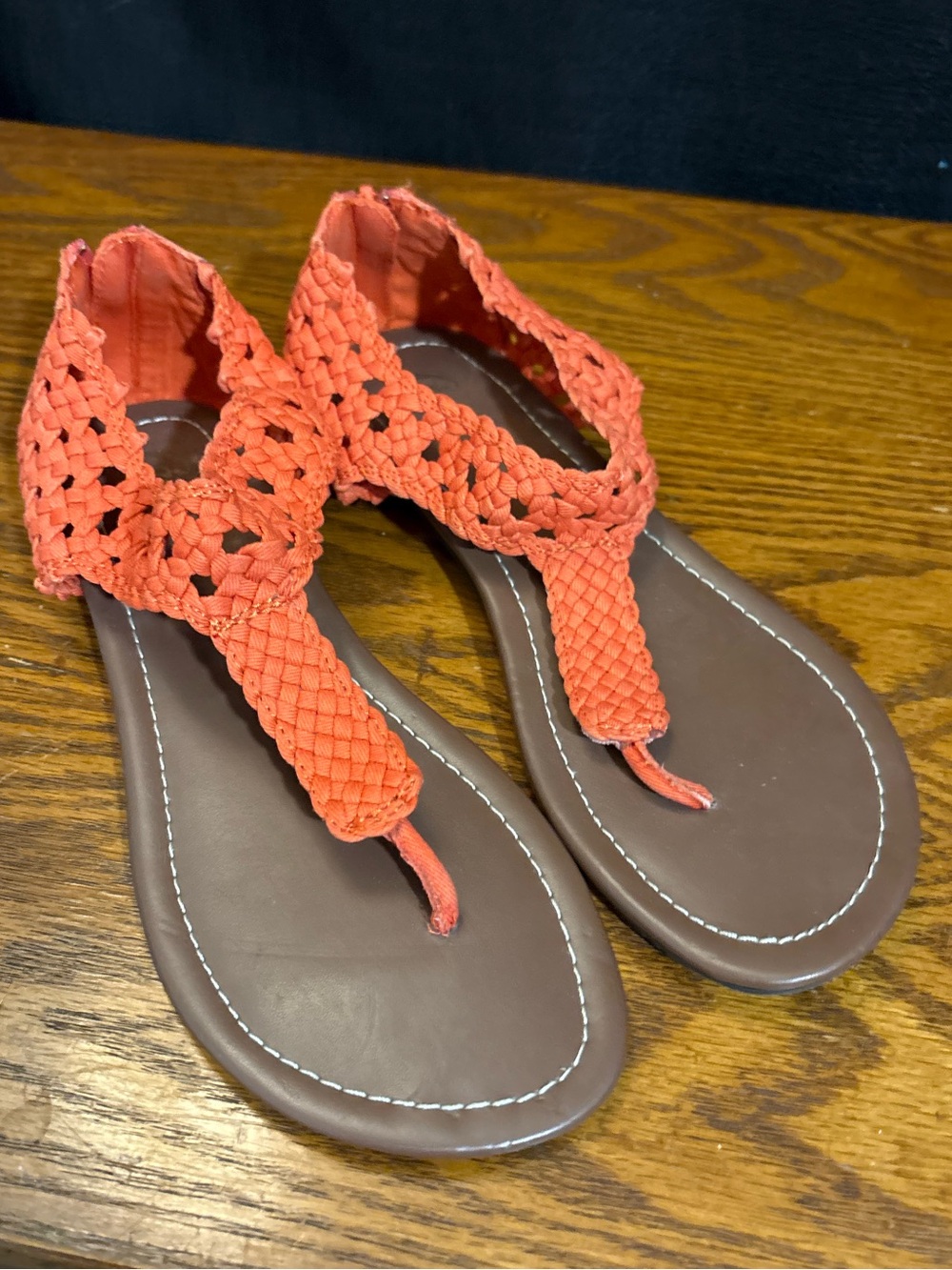 Candie's Coral Braided Thong Sandals